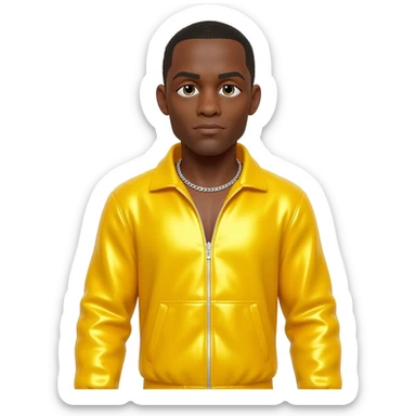 Ali G with yellow metallic tracksuit, silver necklace sticker