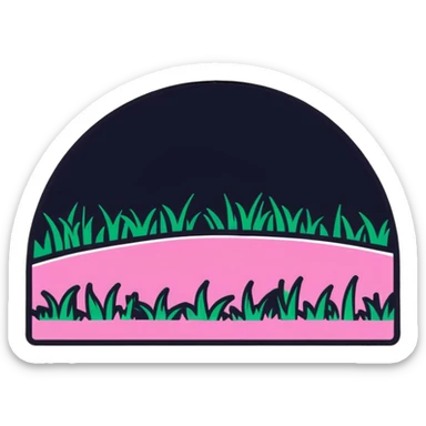 patch of pink grass with bold outline sticker