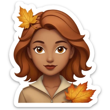 Cinematic Playful Pocahontas Portrait Emoji, Tilting her head with a knowing smirk, holding a delicate autumn leaf, eyes glimmering with adventure, an enchanting blend of confidence and charm, absolutely captivating! sticker