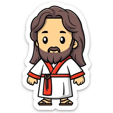Jesus Christ with long hair and beard, wearing traditional robes sticker