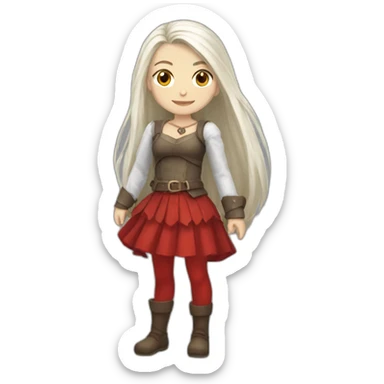 rpg-girl-with-long-white-hair-and-red-skirt and tights sticker