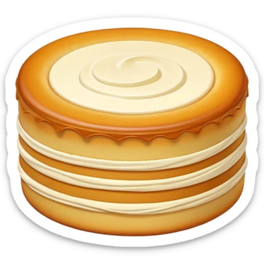 Inner Mongolia milk cake with crispy layers, simplified emoji style with bold outlines and bright colors, cartoon style dairy pastry snack sticker