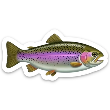 realistic rainbow trout fish bright purple blue green yellow white with black speckles sticker