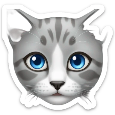 gray female cat blue eyes sticker
