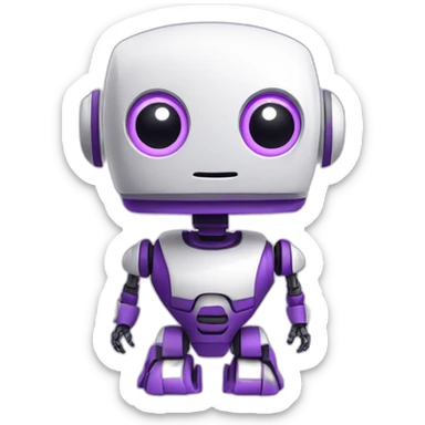 cute helpfull robot whie purple sticker