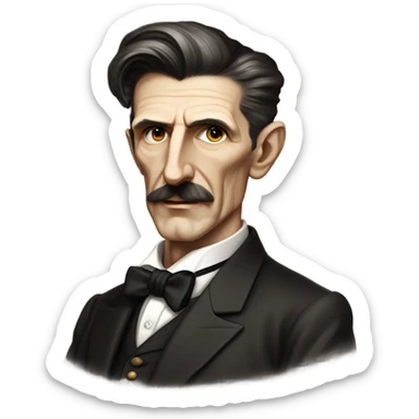 generate Nikola Tesla full body in standing  perfect  sticker