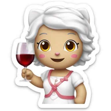 Hello Kitty drinking red wine sticker
