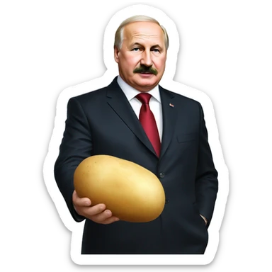 Photorealistic Belarus president Lukashenko with potato in right hand sticker