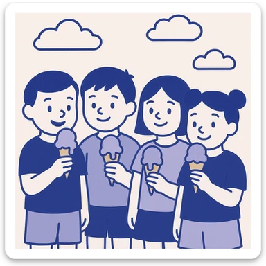 happy children with melting ice cream cones sticker