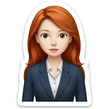 redhead long hair woman with office look sticker