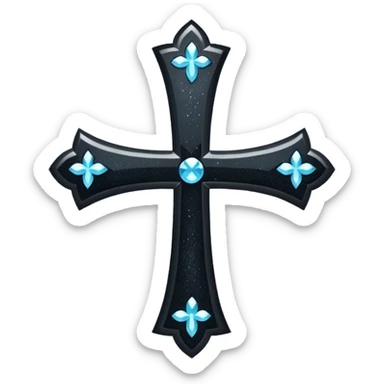 Glitter black cross sticker