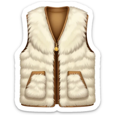 A plain, fluffy fur vest in near-white cream color without pockets sticker