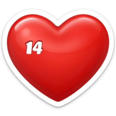 the number "14" in a red heart sticker