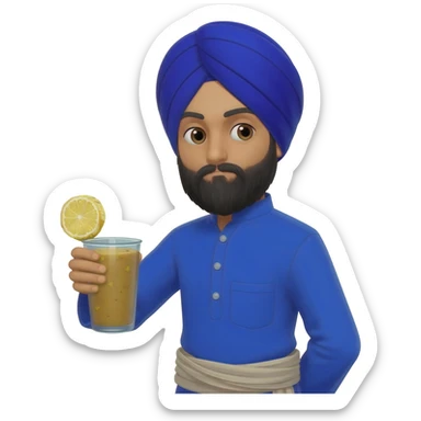 Nihang singh sikh blue dress making ragda drink sticker