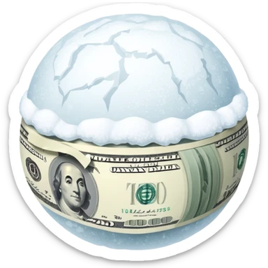 Snow ball with dollar bills  sticker