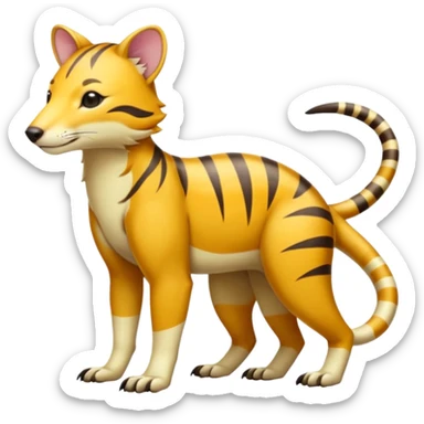 Colorful tropical exotic shiny white beautiful fantasy-Thylacine-Vernid-Cacomistle-Oncilla-animal-Fakémon-hybrid-fursona (full body) sticker