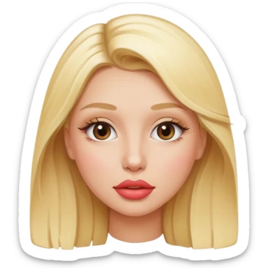 Blonde girl getting lip filler sticker