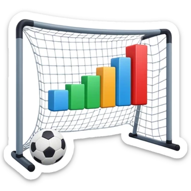 Cinematic realistic 3d growing bar graph in a soccer goal sticker
