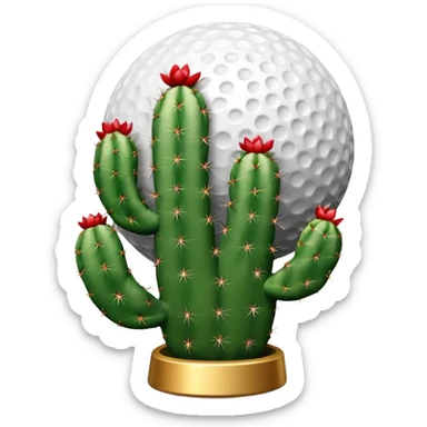 cactus trophy golf ball sticker
