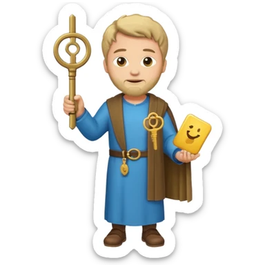 fullbody apostle Peter holding keys standing pose high detail emoji style sticker