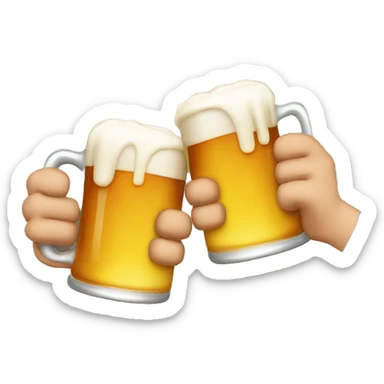 Apple emoji hands holding beer mugs making a toast sticker