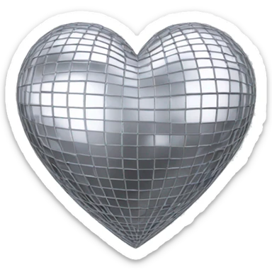 Heart Shaped discoball in Silver  sticker