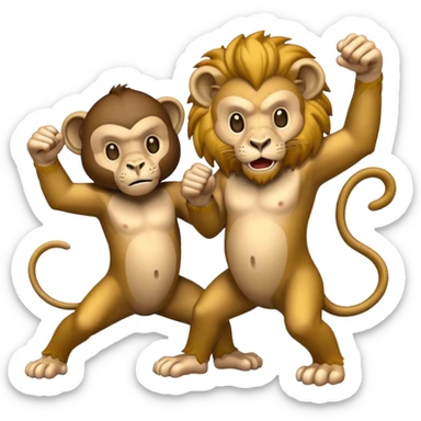 lion fight with a damn monkey sticker