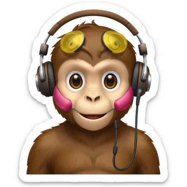 Monkey with headset mic sticker