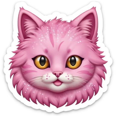 pink cat with glitter winking its right eye sticker