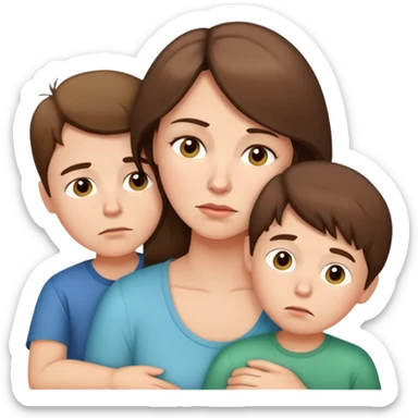 Exhausted Light brunette beautiful mom with 3 sons sticker