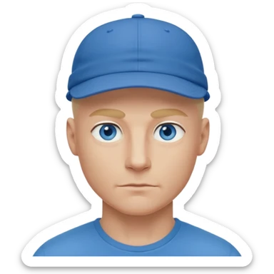 Homme fort blond chauve casquette yeux bleu sticker