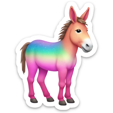 Pink ombre rainbow full body donkey with glitter  sticker