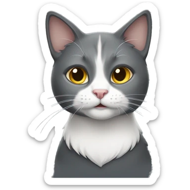Dark grey and white cat sticker