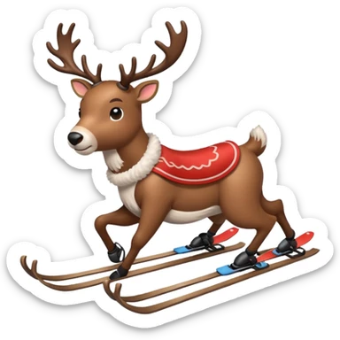 
reindeer skiing sticker