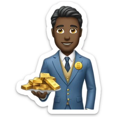 Posh-man-with-blue-suit-offering-goldbar sticker
