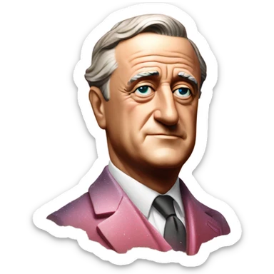 Pink ombre statue of Franklin Roosevelt with glitter and trees sticker