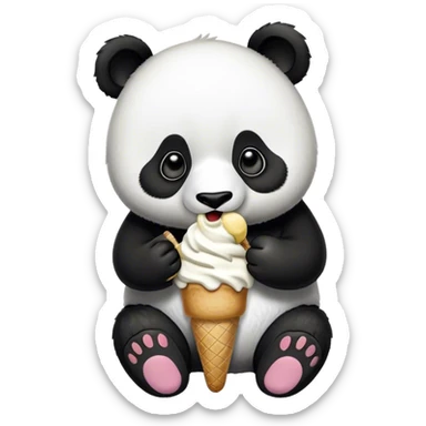 Panda eating ice cream sticker