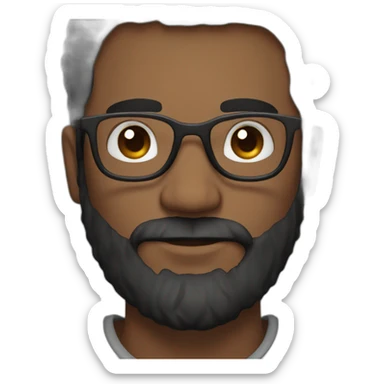 dark bearded guy in glasses with big brown eyes sticker