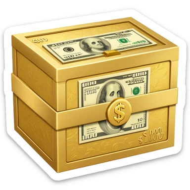 A box featuring a $1000 bill design sticker