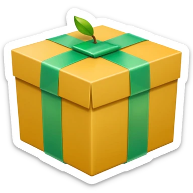 apple style emoji of a box heavily wrapped in light green tape sticker