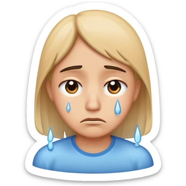 sad face with tears streaming down sticker