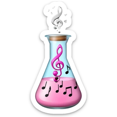 bublegum pink flask beaker with music coming out sticker