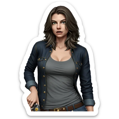 girl with handgun in denim sticker