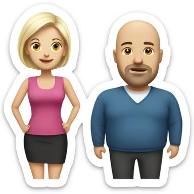 Bald Guy with fat wife  sticker