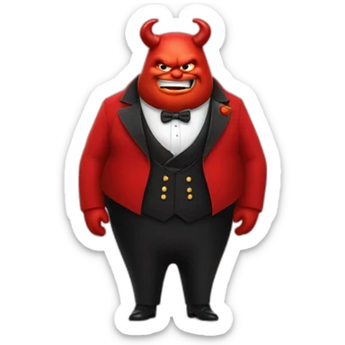a fat red devil in a tailcoat sticker