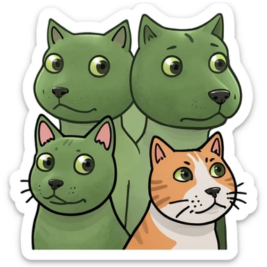 Two gay guys with two dogs and two cats sticker