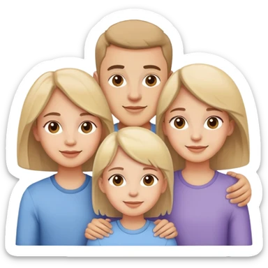 brother with two sisters, happy family portrait sticker