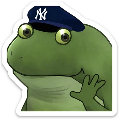 wearing a yankees hat sticker
