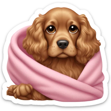 Cocker spaniel in a pink blanket sticker