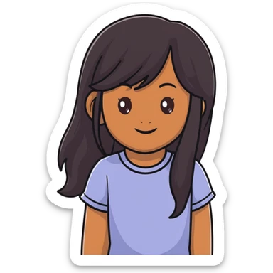 A pretty girl with black hair and dark brown skin with hazle eyes sticker